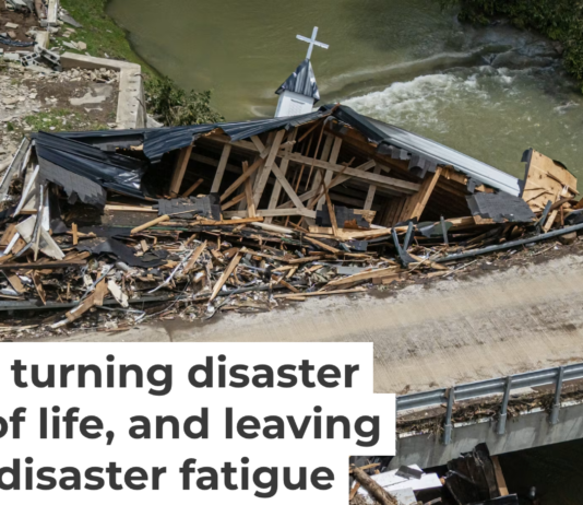 Fast-moving floodwater from a storm damaged bridges and homes and broke apart Million Bible Church in Richmond, Ky., in late June 2026. Jon Cherry/Getty Images
